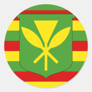 Kanaka Maoli flagga - hawaiansk Runt Klistermärke