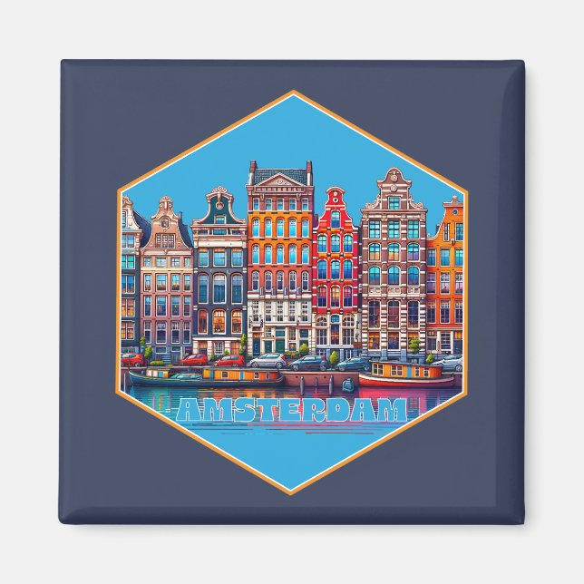 Kanal Amsterdam Nederländerna Europa Magnet (Framsidan)