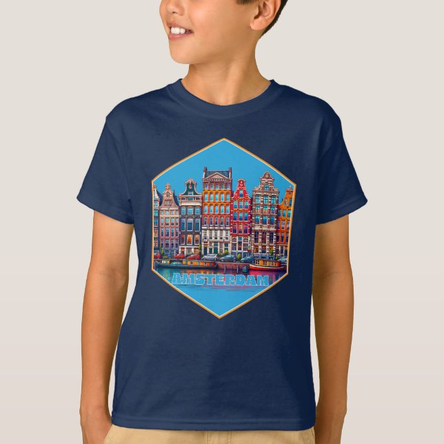 Kanal Amsterdam Nederländerna Europa T Shirt (Framsida)