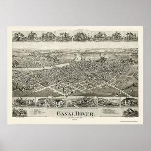 Kanal Dover, OH panorama- karta - 1899 Poster