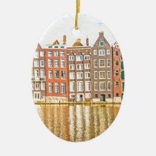 Kanal i Amsterdam Julgransprydnad Keramik