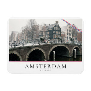 Kanal i Amsterdam på vintern Magnet