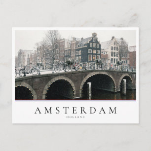 Kanal i Amsterdam på vintern Vykort