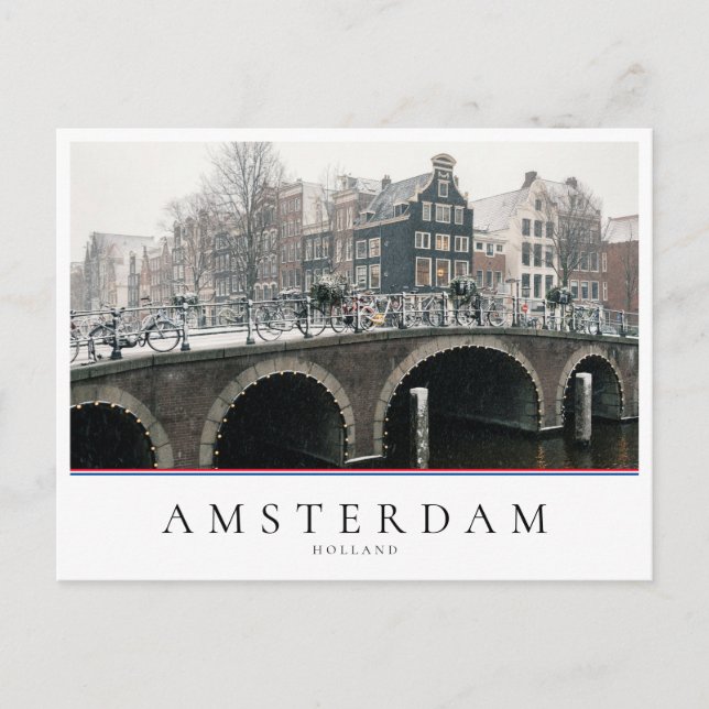 Kanal i Amsterdam på vintern Vykort (Framsida)