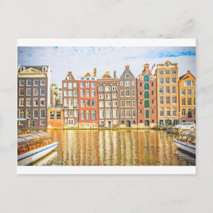 Kanal i Amsterdam Vykort
