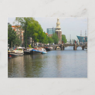 Kanal i centrala Amsterdam Vykort