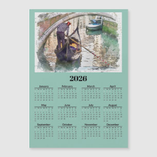 Kanal i Venedig Italien 2026 Kalender Magnetkort