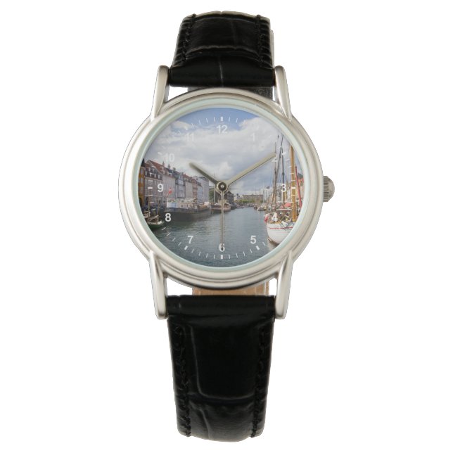 Kanal med båtar | Köpenhamn Armbandsur (Framsida)