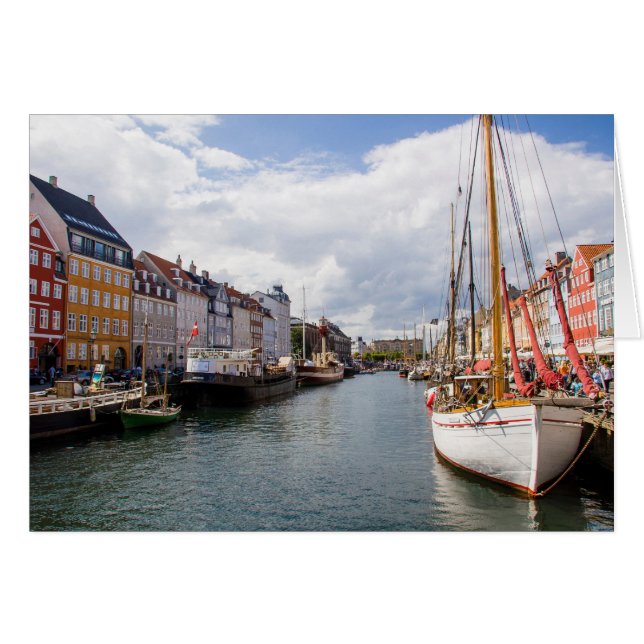 Kanal med båtar | Köpenhamn Hälsningskort (Framsidan Horizontal)