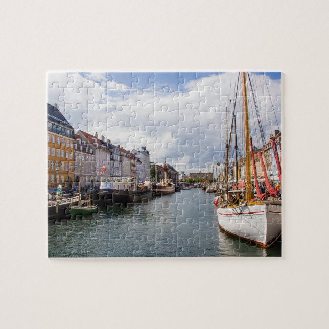 Kanal med båtar | Köpenhamn Pussel (Horisontell)