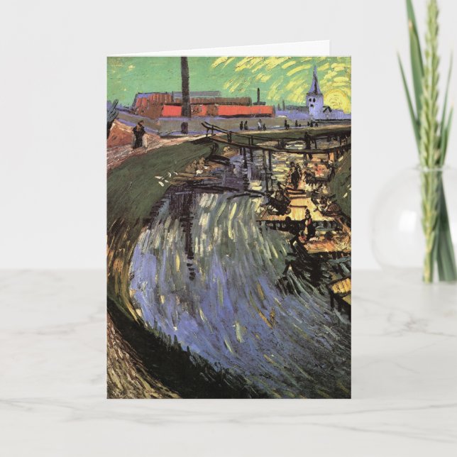 Kanal med kvinnor som Tvättar av Vincent van Gogh Kort (Framsida)