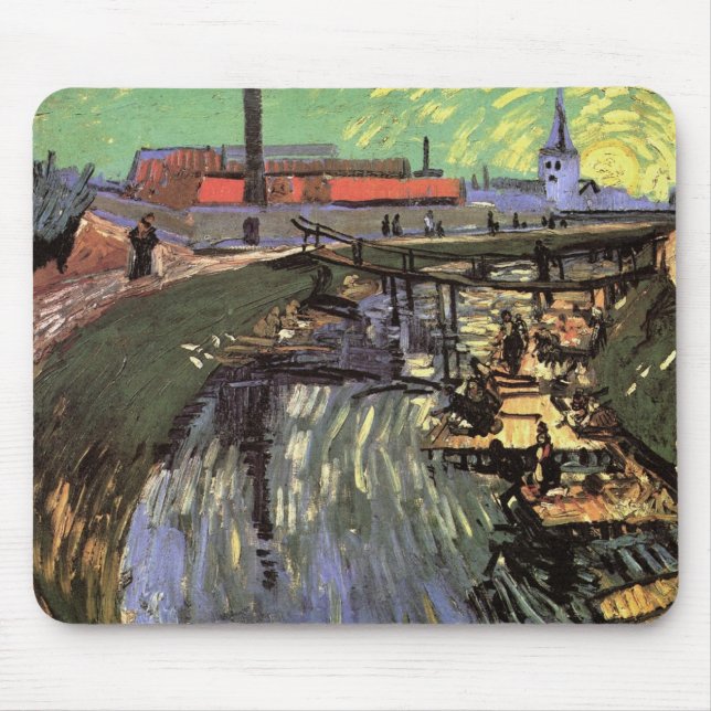 Kanal med kvinnor som Tvättar av Vincent van Gogh Musmatta (Framsidan)