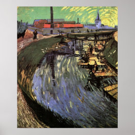 Kanal med kvinnor som Tvättar av Vincent van Gogh Poster