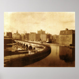 Kanalakvedukt över den Genesee floden 1910 Poster