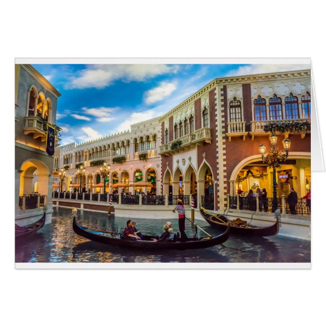 Kanalarkitektur för Venetian Las Vegas Gondola Hälsningskort (Framsidan Horizontal)