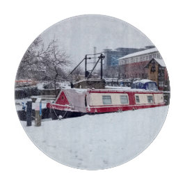Kanalbåt i snö