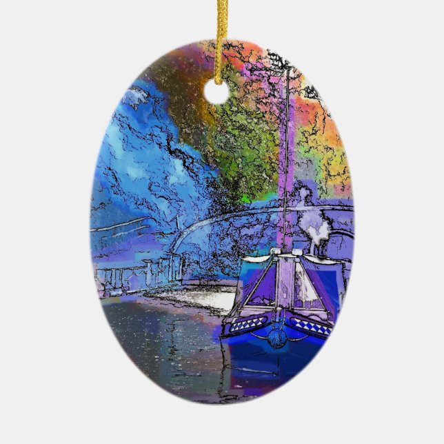 KANALBÅTAR JULGRANSPRYDNAD KERAMIK (Framsidan)