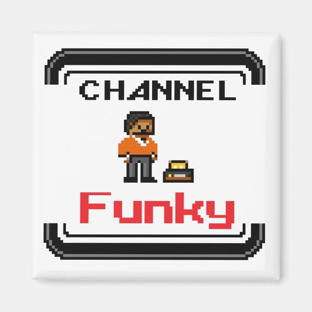 Kanalens Funky, pixel Art 2 Fyrkantstreck Magnet (Framsidan)