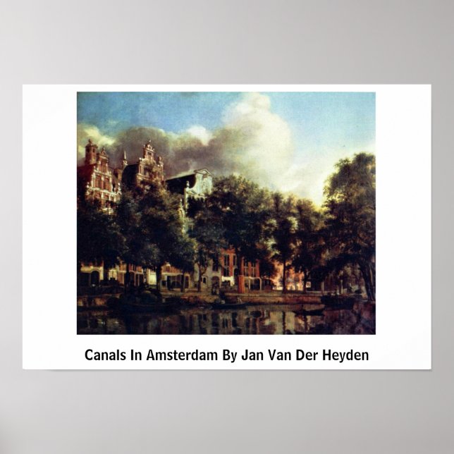 Kanaler i Amsterdam av Jan Van Der Heyden Poster (Framsidan)