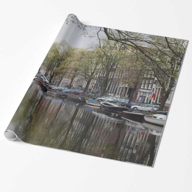 Kanaler i Amsterdam, Holland Presentpapper (Utrullad)