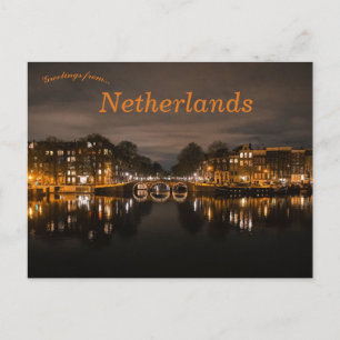 Kanaler i Amsterdam Nederländerna Vykort