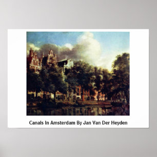 Kanaler i Amsterdam vid Jan Skåpbil Der Heyden Poster