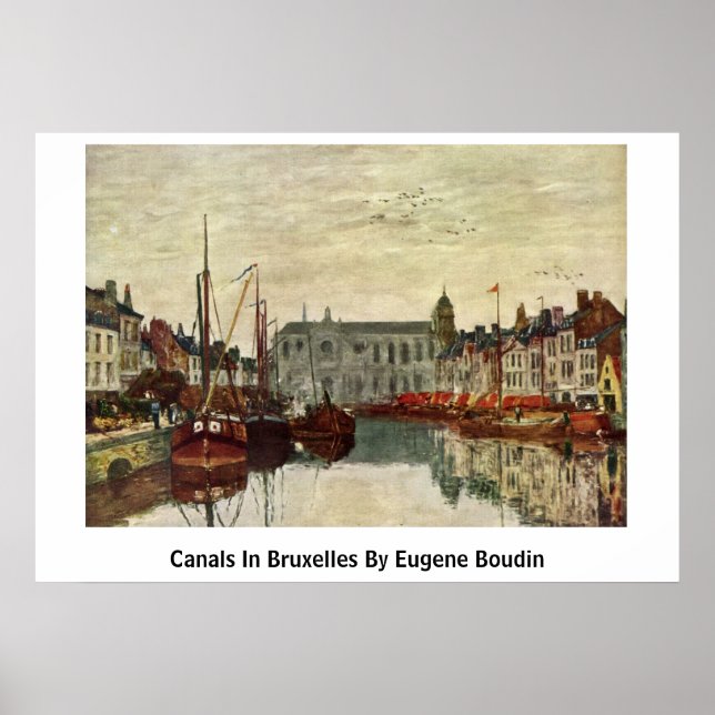 Kanaler i Bruxelles av Eugene Boudin Poster (Framsidan)