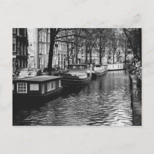 Kanalfotografi för svart och vitt från Amsterdam Vykort