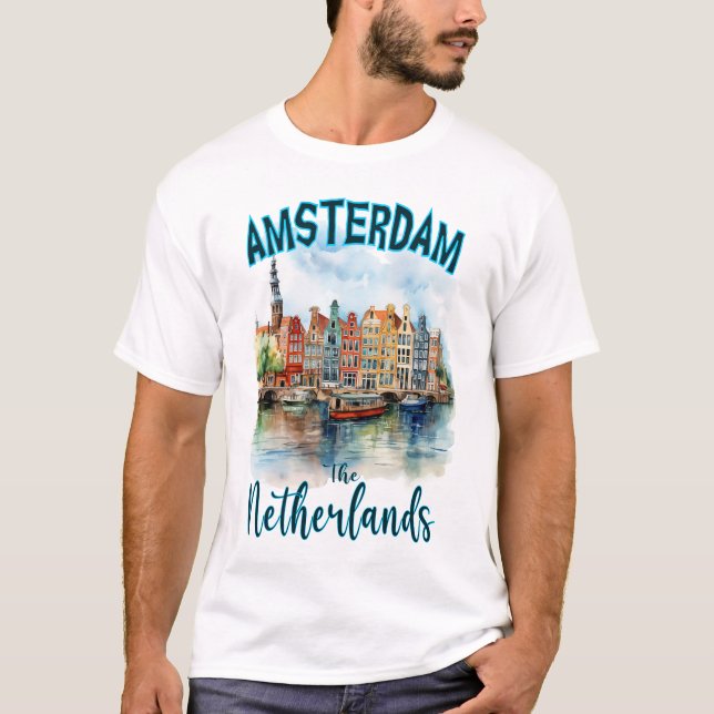 Kanalhus i Amsterdam: Nederländerna T Shirt (Framsida)