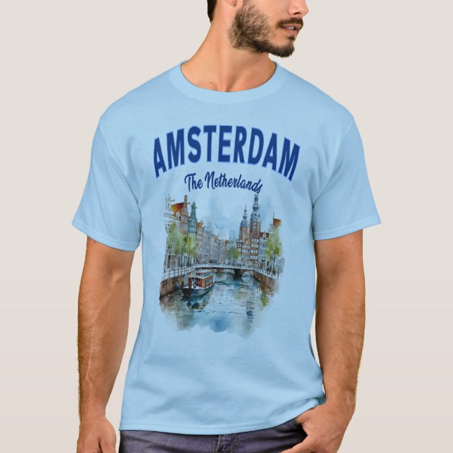 Kanalhus i Amsterdam: Nederländerna T Shirt (Framsida)