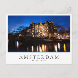 Kanalhus i Amsterdam på natten Vykort