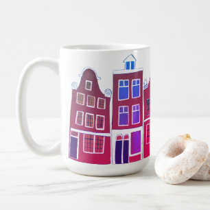 Kanalhus Row Amsterdam Holland Nederländernas Ros Kaffemugg