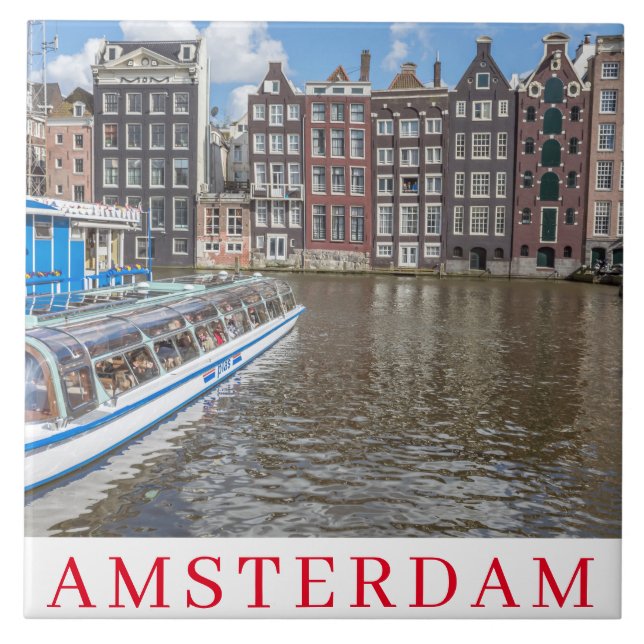 Kanalhusen i Amsterdam ser keramiskt plattor Kakelplatta (Framsidan)