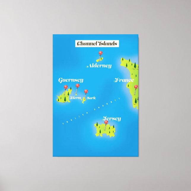 Kanalöarna Karta poster. Canvastryck (Framsida)