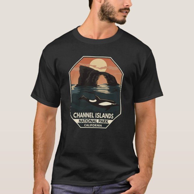 Kanalöarnas nationalpark Dolphin Retro Emblem T Shirt (Framsida)
