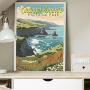 Kanalöarnas nationalpark Illustration Travel Poster