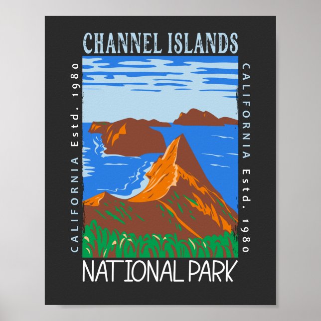 Kanalöarnas nationalpark Vintage Distress Poster (Framsidan)