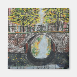 Kanalscenen från Amsterdam på hösten Magnet