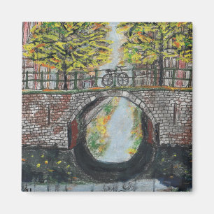 Kanalscenen från Amsterdam på hösten Magnet