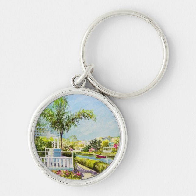 Kanaluteplats Rund Silverfärgad Nyckelring (Framsidan)