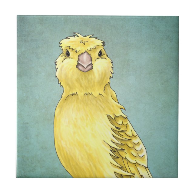 Kanariefågeln belägger med tegel kakelplatta (Framsidan)