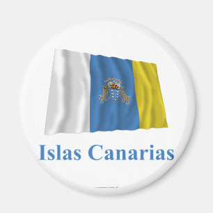 Kanariefågelöar som vinkar flagga med namn i magnet
