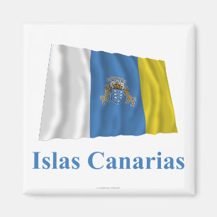 Kanariefågelöar som vinkar flagga med namn i magnet