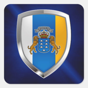 KanariefågelöMettalic Emblem Fyrkantigt Klistermärke