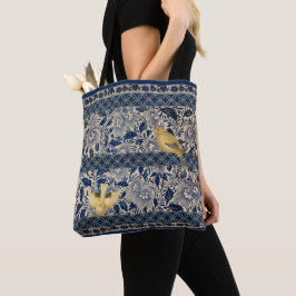 Kanarieöarna i Blue Chinoiserie Design Tygkasse