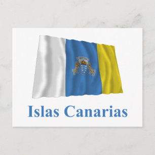 Kanarieöarna Wave Flagga med Namn på spanska Vykort