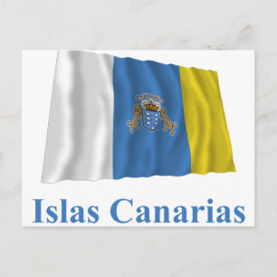Kanarieöarna Wave Flagga med Namn på spanska Vykort