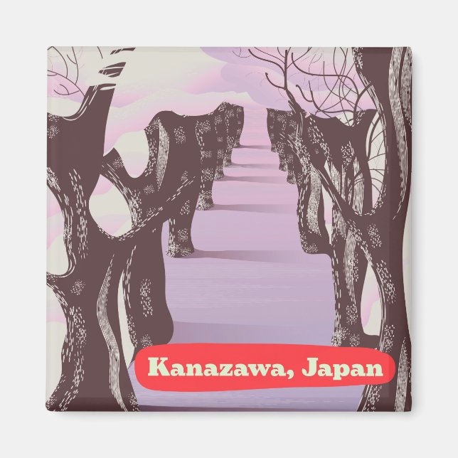 Kanazawa, Japan Blomning Magnet (Framsidan)