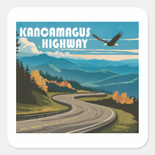 Kancamagus Highway New Hampshire Eagle Fyrkantigt Klistermärke