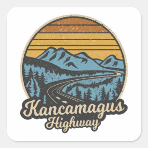 Kancamagus Highway New Hampshire Retro Fyrkantigt Klistermärke